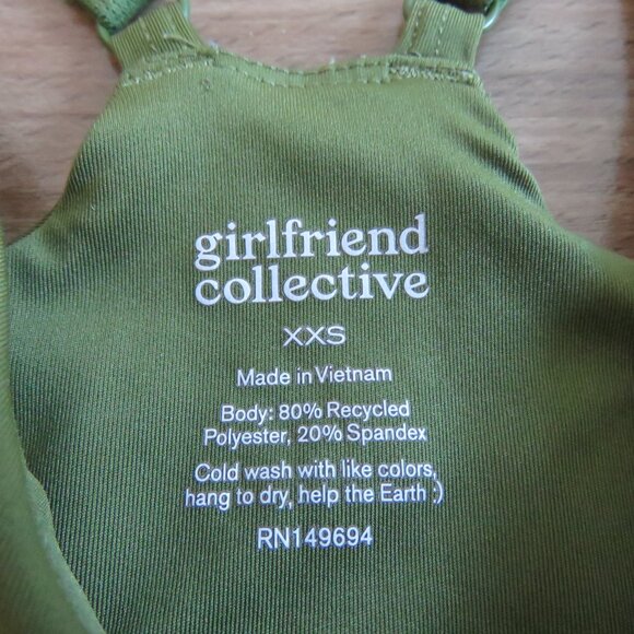 GIRLFRIEND COLLECTIVE V-Neck Bralette in Clover Green Sports Workout - XXS - Picture 12 of 12